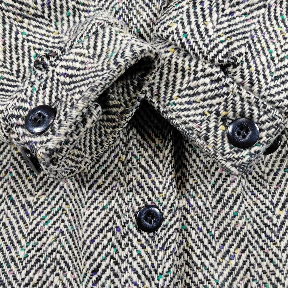 Vintage‎ Woolrich Wool Jacket Peacoat Rainbow Tweed Full Neck Button Grannycore